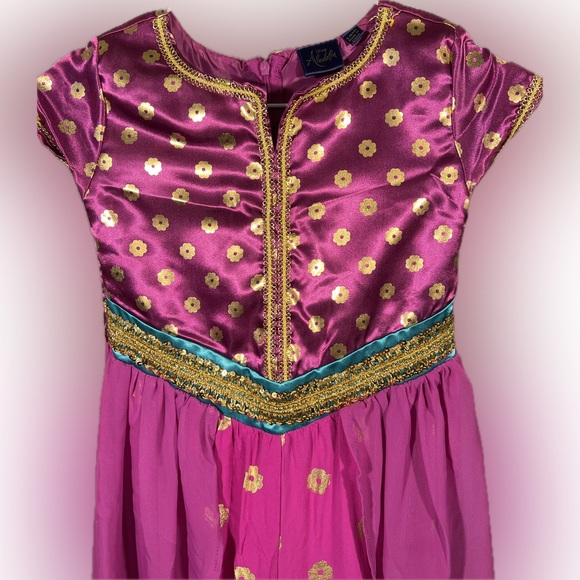 Disney Jasmine Premium Costume Magenta Kids 6/6X Embellished Jumpsuit - Picture 3 of 10